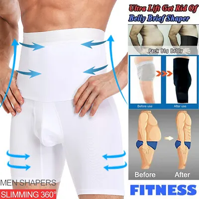 Mens Compression Body Shaper Pants High Waist Boxer Shorts Girdle Tummy Slimming • $13.31