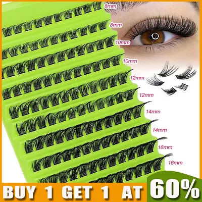 CLUSTER LASHES INDIVIDUAL NATURAL D CURL FALSE EYELASHES Extensions 8-16mm MIXED • £3.85