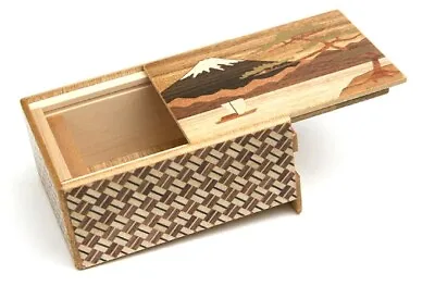 Japan Secret Puzzle Box 7 Step Gimmick Yosegi Hakone Mt. Fuji Camellia 4sun • $119.99