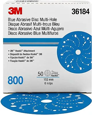 $29.99 • Buy 3M Hookit Blue Abrasive Disc 321U Multi-hole, 36184, 6 In, 800, 50 Discs