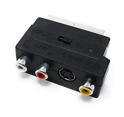 Scart Adaptor Av Block To 3 Rca Phono Composite S-video With In/out Switch • £11.89