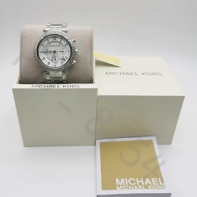 Michael Kors MK5353 Parker Silver Chronograph Stainless Steel 39mm Women's Watch • $109