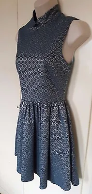 Ladies Topshop Mint Turquoise Floral / Collared Lined Bodice / T-dress Uk Size 8 • $2.47