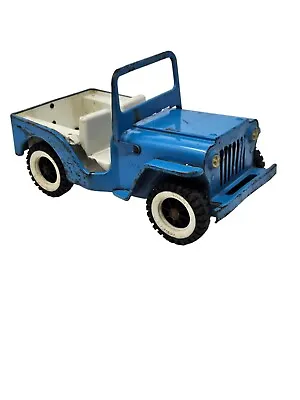 Vintage 1960's Tonka Pressed Steel Blue Jeep Vehicle Willys Foldable Windshield • $39.99