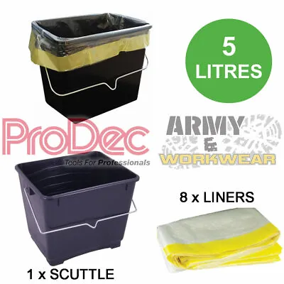 £12.50 • Buy 1 X ProDec 5 Litre Black Plastic Scuttle Paint Kettle Bucket + 8 Coreflex Liners