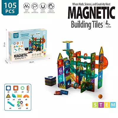 105Tiles Magnet Marble Run-Speedy Magnetic Race Track Building Blocks Toys • £21.99