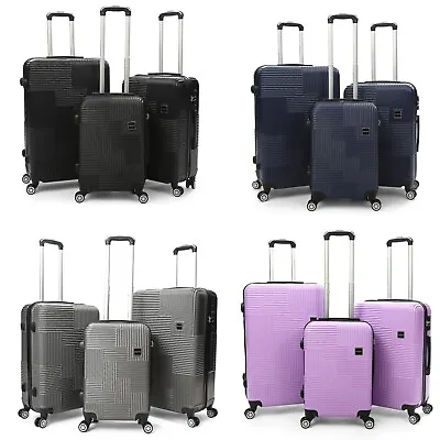 Hard Shell ABS Lightweight Suitcase 4 Wheel Travel Luggage Set Trolley Cabin Bag • £89.99