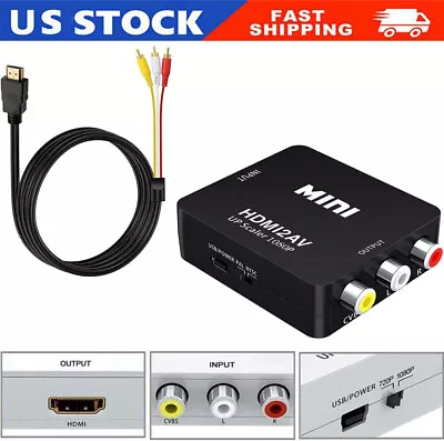 New HDMI To RCA AV Adapter Converter Cable CVBS 3RCA 1080P Composite Video Audio • $9.99