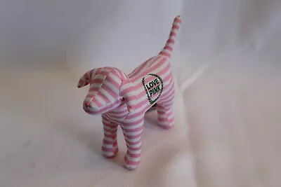 Victorias Secret Pink Plush Dog Stuffed Animal White Striped Love Pink • $13