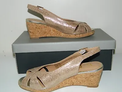 Van Dal Van Dal Gold Metallic Print Middleton Wedge Shoes Size UK 4.5 D - BNIB • £34.99