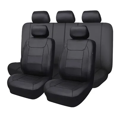 $89.99 • Buy Car Seat Covers Leather Set Waterproof Universal Black Airbag Friendly Black
