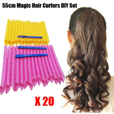 £9.99 • Buy Set 20 Magic Hair Curlers Heatless 55cm Long Hair Curling Spirals No Heat Curl