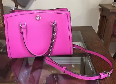 Michael Kors Small Satchel Crossbody Bright Pink Excel Cond • $75