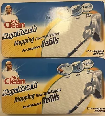 2 Mr Clean Magic Reach Mopping Floor/Multipurpose 12 Refill Pads NEW Sealed • $49.95