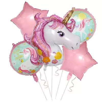 5PCS Unicorn Foil Balloon Set Party Supplies Kids Girls Birthday Decoration • $9.80