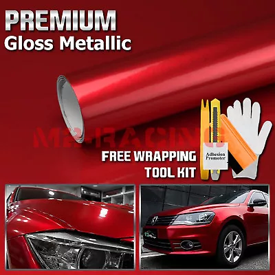 Premium Gloss Metallic Red High Glossy Sticker Decal Vinyl Wrap Air Release • $4.99
