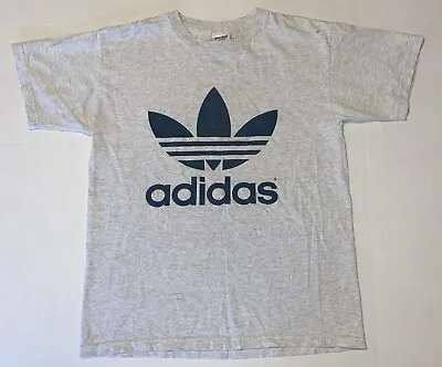 Adidas Men S R-Shirt Trefoil Logo Front Back Graphic USA Vintage 90s Hip Hop • $8.99