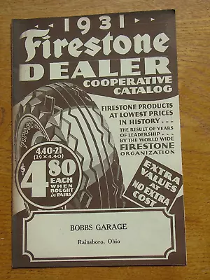 Vintage Antique 1931 Firestone Tire Dealer Catalog Bobs Garage Rainsboro Ohio OH • $19.95