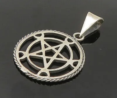 925 Sterling Silver - Vintage Open Pentagram Masonic Star Twist Pendant- PT19930 • $55.60