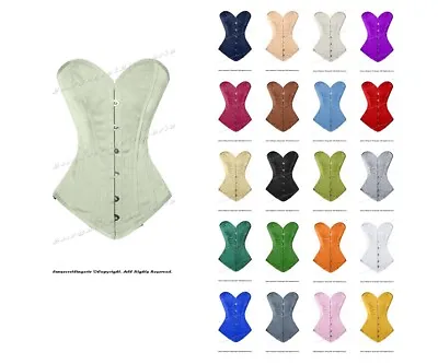 Heavy Duty 26 Double Steel Boned Waist Training Satin Overbust Corset #8937-OT • $59.99