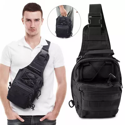 Men Backpack Tactical Sling Bag Chest Shoulder Fanny Pack Cross Body Molle Bag • $8.99