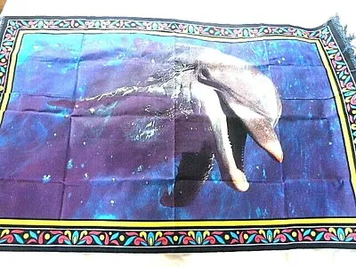 £10.50 • Buy TURKISH COTTON WALL HANGING THROW Or  RUG--DOLPHIN / PORPOISE --55 X 34 Inches