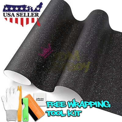 Matte Glitter Black Frosted Sparkle Sticker Decal Sheet Car Vinyl Wrap Film DIY • $10