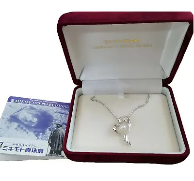 MIKIMOTO Akoya Pearl Necklace Sterling Silver 925 Japan Heart With Box Authentic • $159