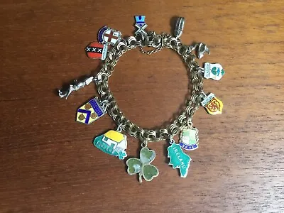 Adorable Vintage Souvenir Charm Bracelet.silver Goldenglandirelandnetherlands • $185