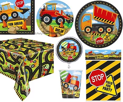 Boys Birthday Party Building Site Roadworks Digger Dumper Lorry Tableware Decor • £1.98