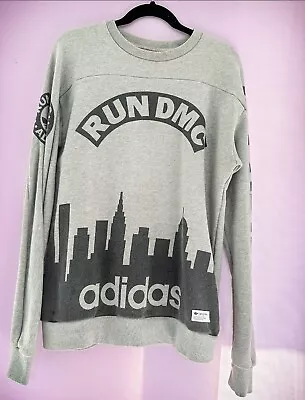 BNWOT Adidas Originals Run DMC Sweater Grey Jumper NYC Mens M / Womens 12-14 • $66