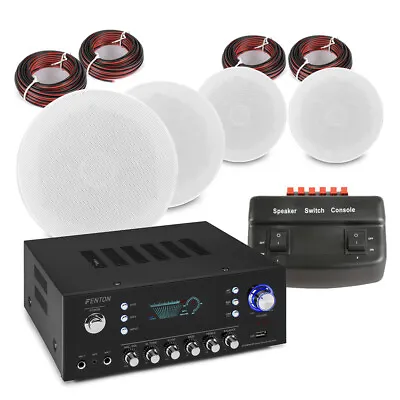 Bluetooth Ceiling Speaker & Amplifier Set 2-Way Multiroom Home Audio (4x ESCS6) • £269