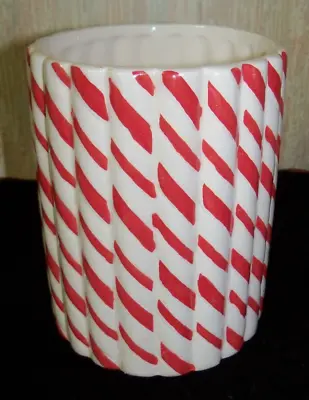 $4.50 • Buy Ceramic  Candy Cane  Pattern Flower Container
