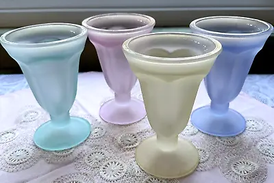 Frosted Pastel Color Glass Parfait Or Sundae Dishes Set Of 4 • $25