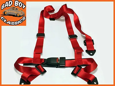 RED  3 Point Racing Seat Belt Harness Kit For Car / Off Road / 4x4  • £22.95