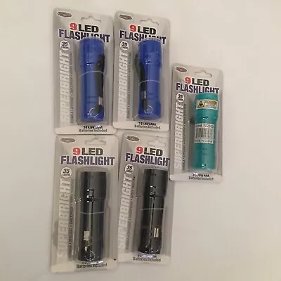 3.5” Mini Flashlight 9 LED Super Bright With Batteries Pocket Light Lot Of 5 • $14.99