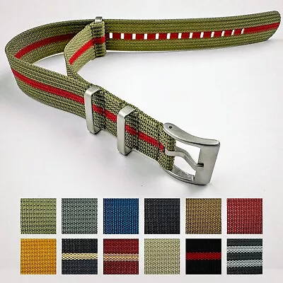 Premium NATO Watch Strap Ribbed Nylon Fabric Military Diver 18mm 20mm 22mm • £9.45