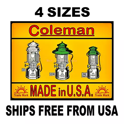 Coleman Sign Sticker  Vintage Replica Camping Coleman Lanterns  3 Sizes • $6.97
