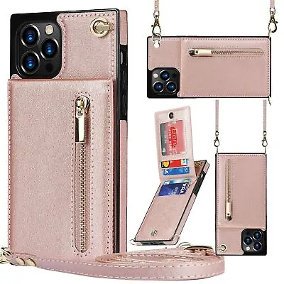 For IPhone 15 Pro Max 14 13 12 11 XS XR Leather Card Wallet Crossbody Chain Case • $19.99