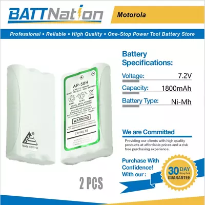 2x 7.2V 1800mAh NiMh Battery For Motorola HNN9018/A/AR CP50 Radius SP50 HNN9018A • $35.45