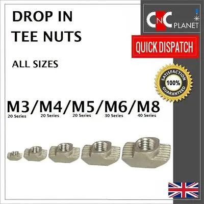 £1.29 • Buy M3 M4 M5 M6 M8 Drop In T Nut Hammer Tee Nuts Aluminum Extrusion Profile UK FAST