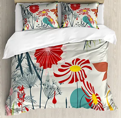 Floral Duvet Cover Set With Pillow Shams Dandelions Garden Botany Print • £86.77