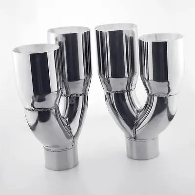 Straight Cut Staggered Quad 4  Out 3  In Exhaust Tips Dual Wall Stainless Steel • $243.97