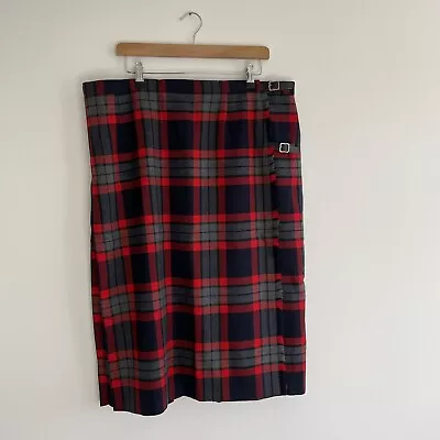 Laird Portch Tartan Kilt UK 18 Navy & Red Pure New Wool Scotland ALTERED • $32.50