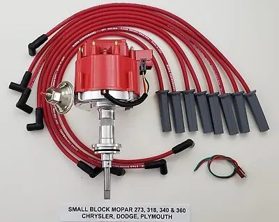 MOPAR 318 340 360 RED HEI DISTRIBUTOR +8.5mm SPARK PLUG WIRES USA DODGE CHRYSLER • $154.95