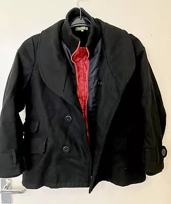 £12 • Buy TED BAKER Designer Warm Winter Smart Coat Boys 7-8 Years Black With Red Lining