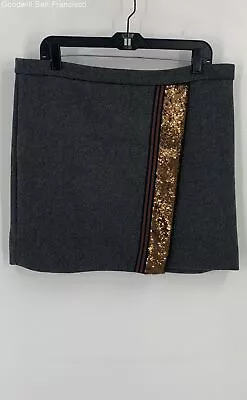 NWT J. Crew Womens Gray Sequin Back Zip Lined Faux Wrap Mini Skirt Size Medium • $17.99