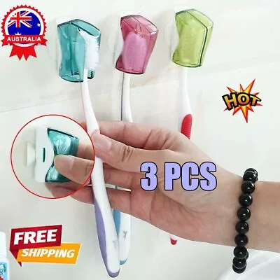 3pcs/set Toothbrush Holder Bathroom Suction Cup Wall Mounted Dust Cover DM • $9.10