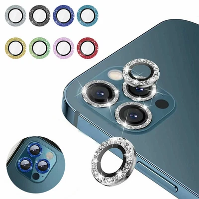 $7.96 • Buy For IPhone 14 13 12 11 Pro Max Glitter Camera Lens Tempered Glass Protector Case