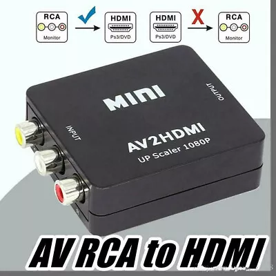 RCA To HDMI Converter 720P 1080P Mini RCA Composite CVBS AV Video Audio Adapter • $8.57